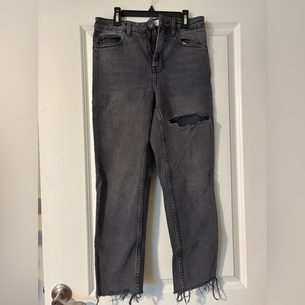 Topshop Charcoal Straight-Leg Jeans